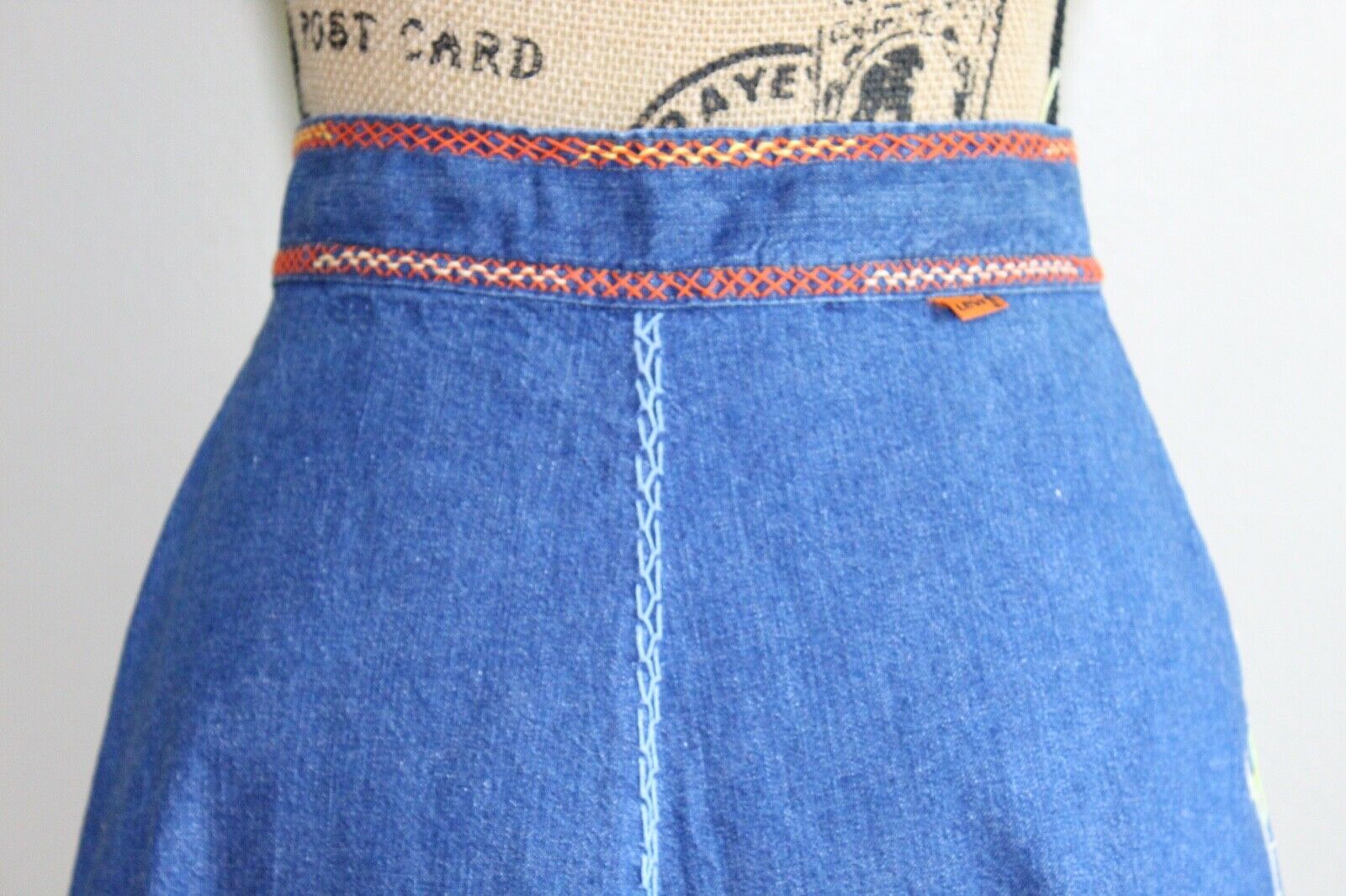 Vintage Levi's Orange Tab Blue Denim A-Line Embroidered Skirt (26