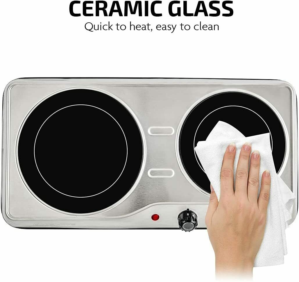 Electric Cooktop Burner Infrared Ceramic Glass Hot Plate 2 Two Cooking Stove ... - Fresh Stock Dated December 2025