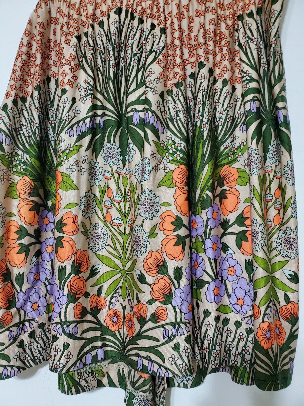 Vintage 70s Novelty Print Psychedelic Skirt Floral Festival Hippy Poly silky 24 - Fresh Stock Dated March 2026