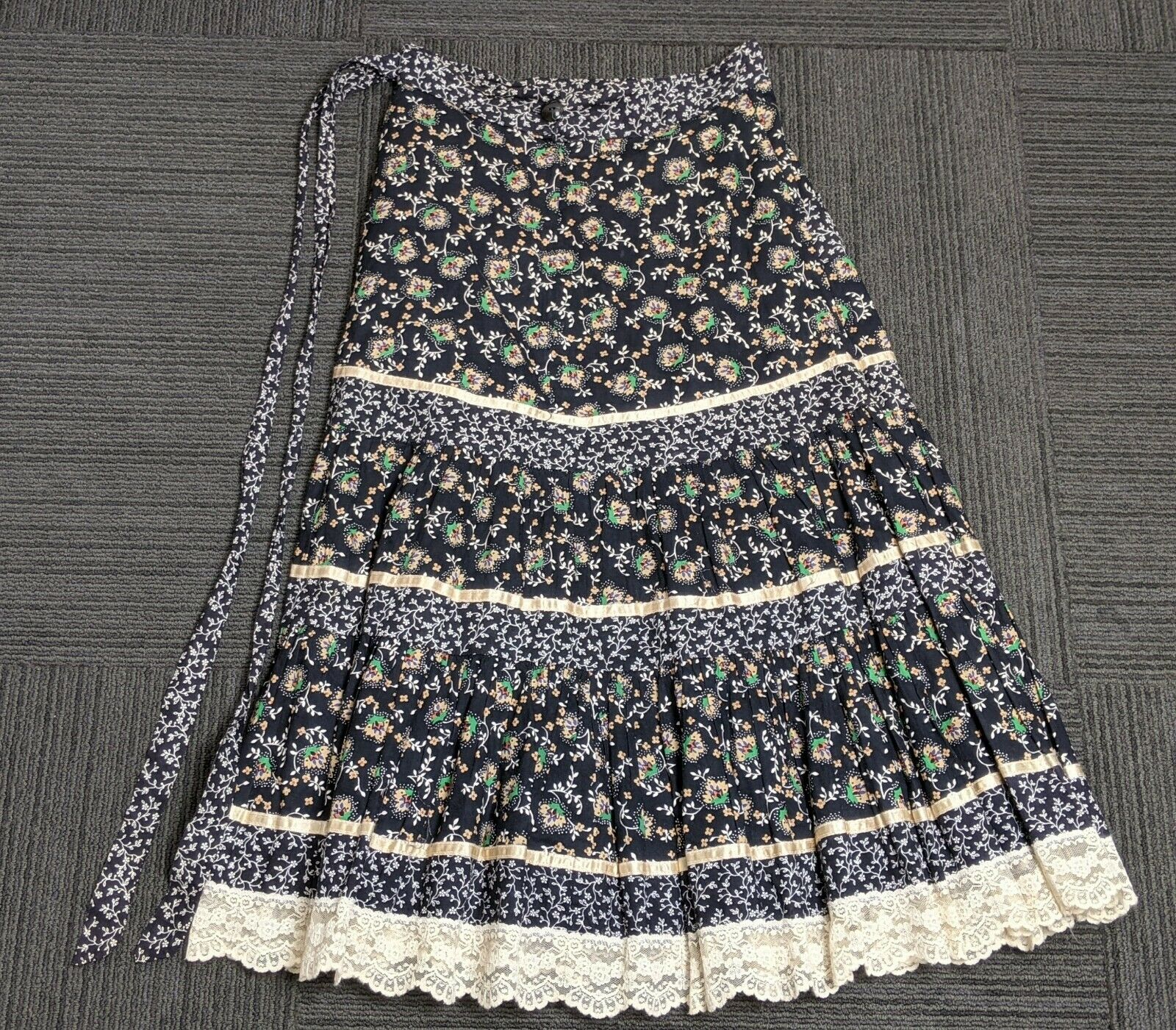 Vintage Gunne Sax Gunnies Floral Lace Ribbon Boho Hippie Circle Skirt 11 - Fresh Stock Dated March 2026