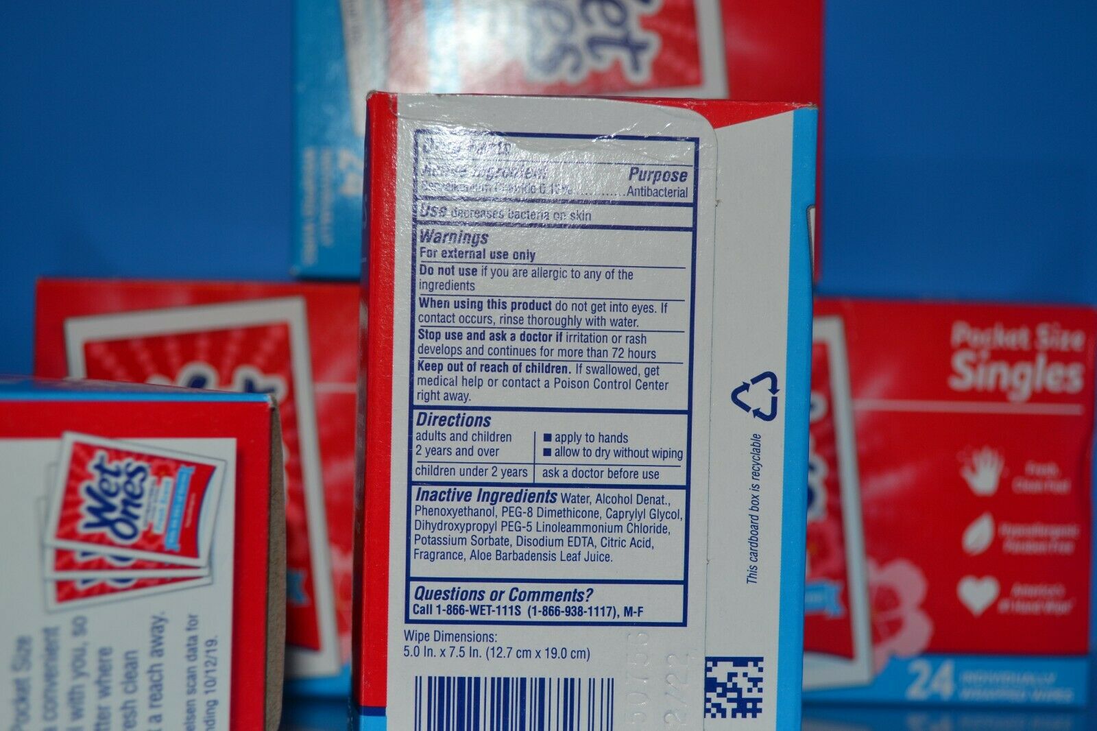 Lot Of 5 Wet Ones Wipes Fresh Scent Hand Wipes 24 Singles Each, Exp. 12/2022 - Fresh Stock Dated February 2026