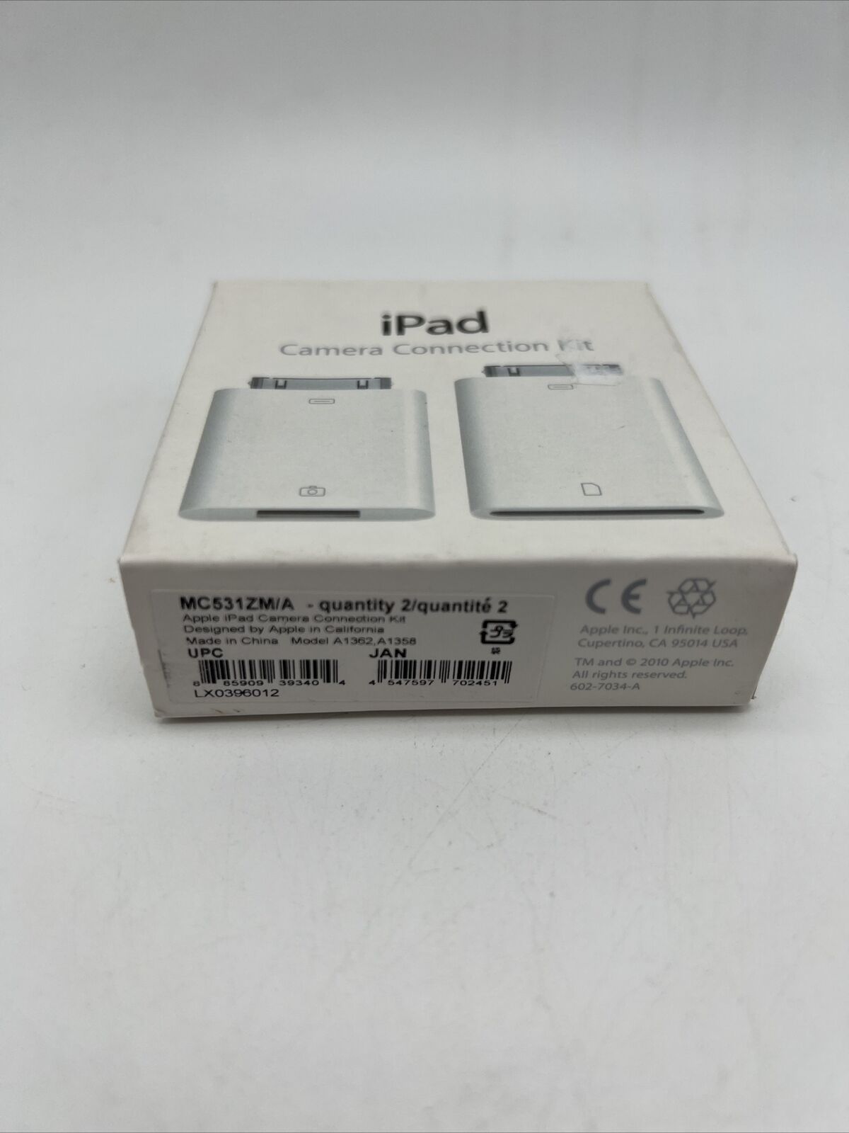 Genuine OEM Apple iPad Camera Connection Kit MC531ZM/A A1362, A1358 - Fresh Stock Dated February 2026