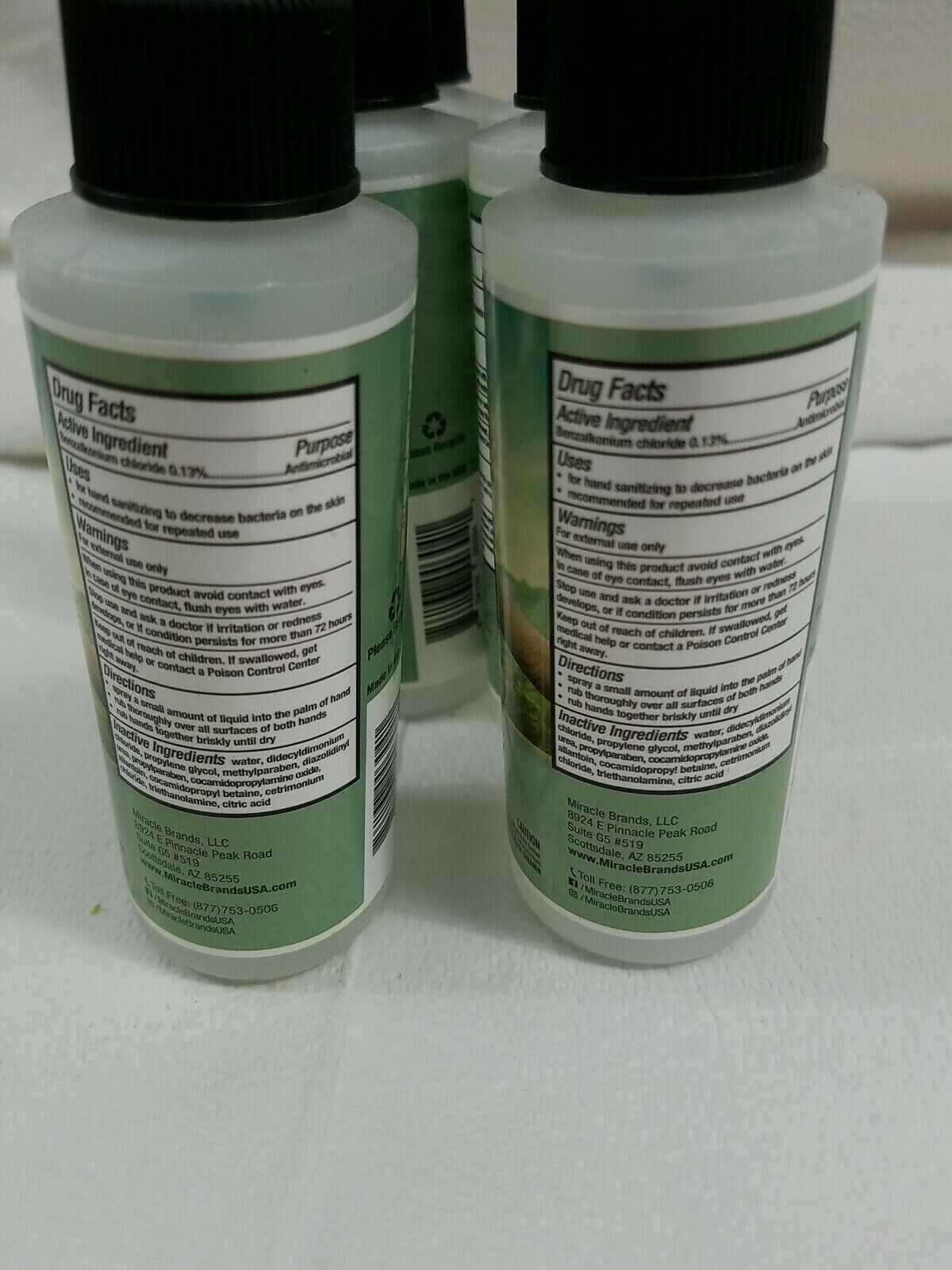 Miracle Brands Instant Hand Cleaner Spray 4oz Kills Germs powered-CURX-LOT OF 6 - Fresh Stock Dated February 2026