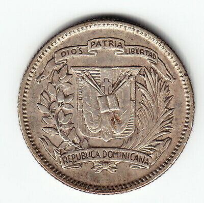 DOMINICAN REPUBLIC 10 centavos 1942 KM19 Ag.900 WWII SCARCE in HIGH GRADE ! - Fresh Stock Dated February 2026