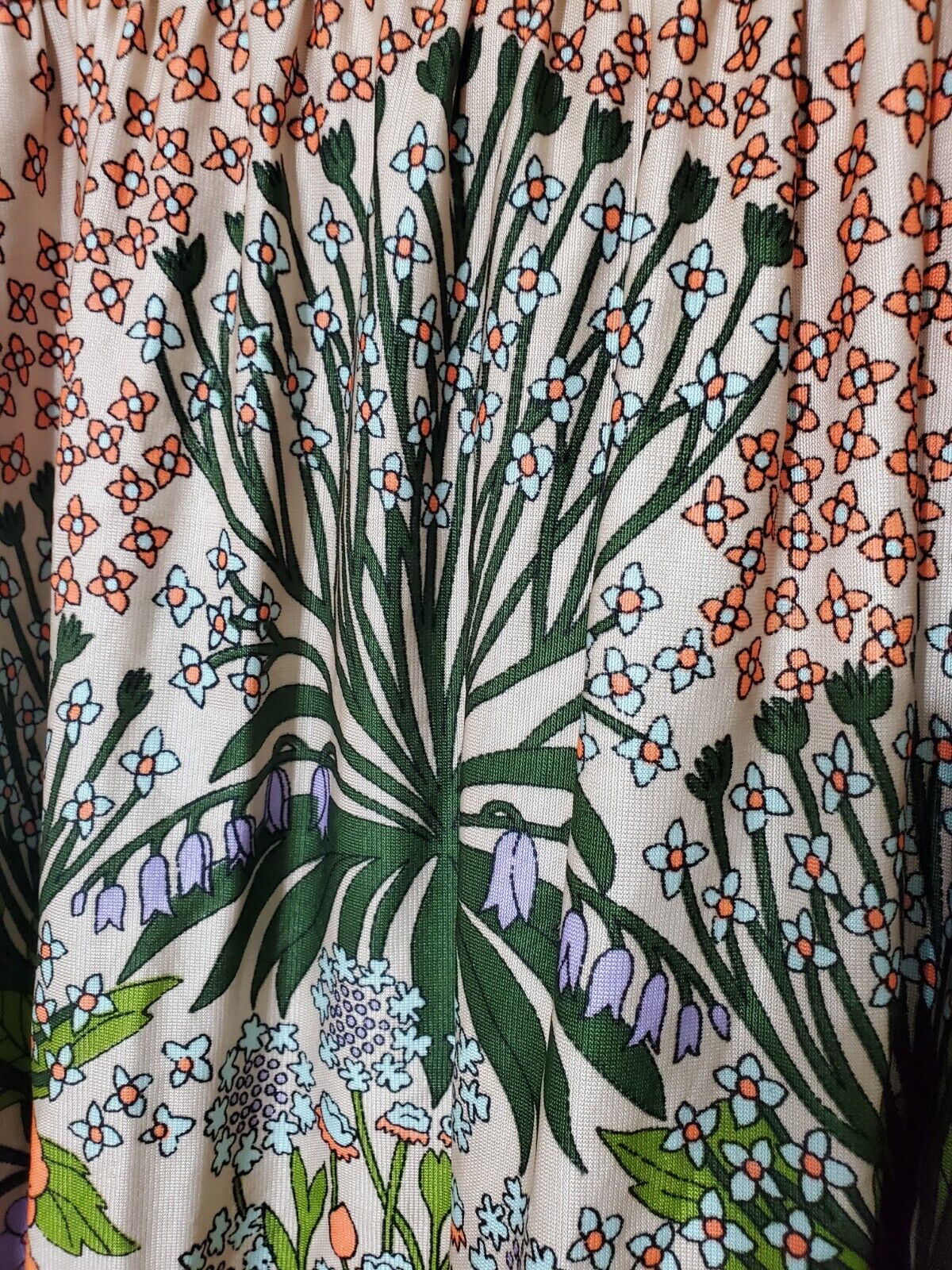 Vintage 70s Novelty Print Psychedelic Skirt Floral Festival Hippy Poly silky 24 - Fresh Stock Dated March 2026