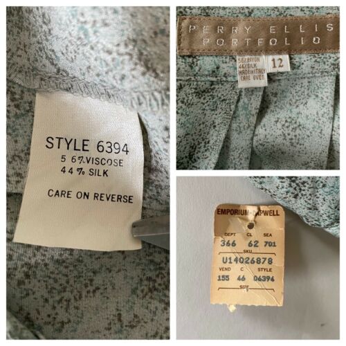 Vintage Perry Ellis Portfolio Silk/Rayon Drop Pleat Skirt Made in Italy NOS - Fresh Stock Dated December 2025