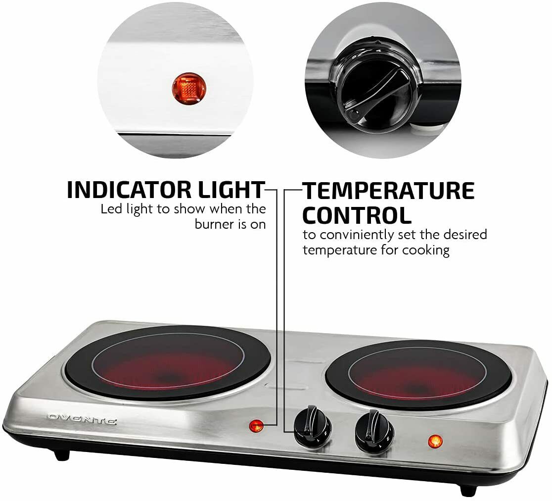 Electric Cooktop Burner Infrared Ceramic Glass Hot Plate 2 Two Cooking Stove ... - Fresh Stock Dated December 2025