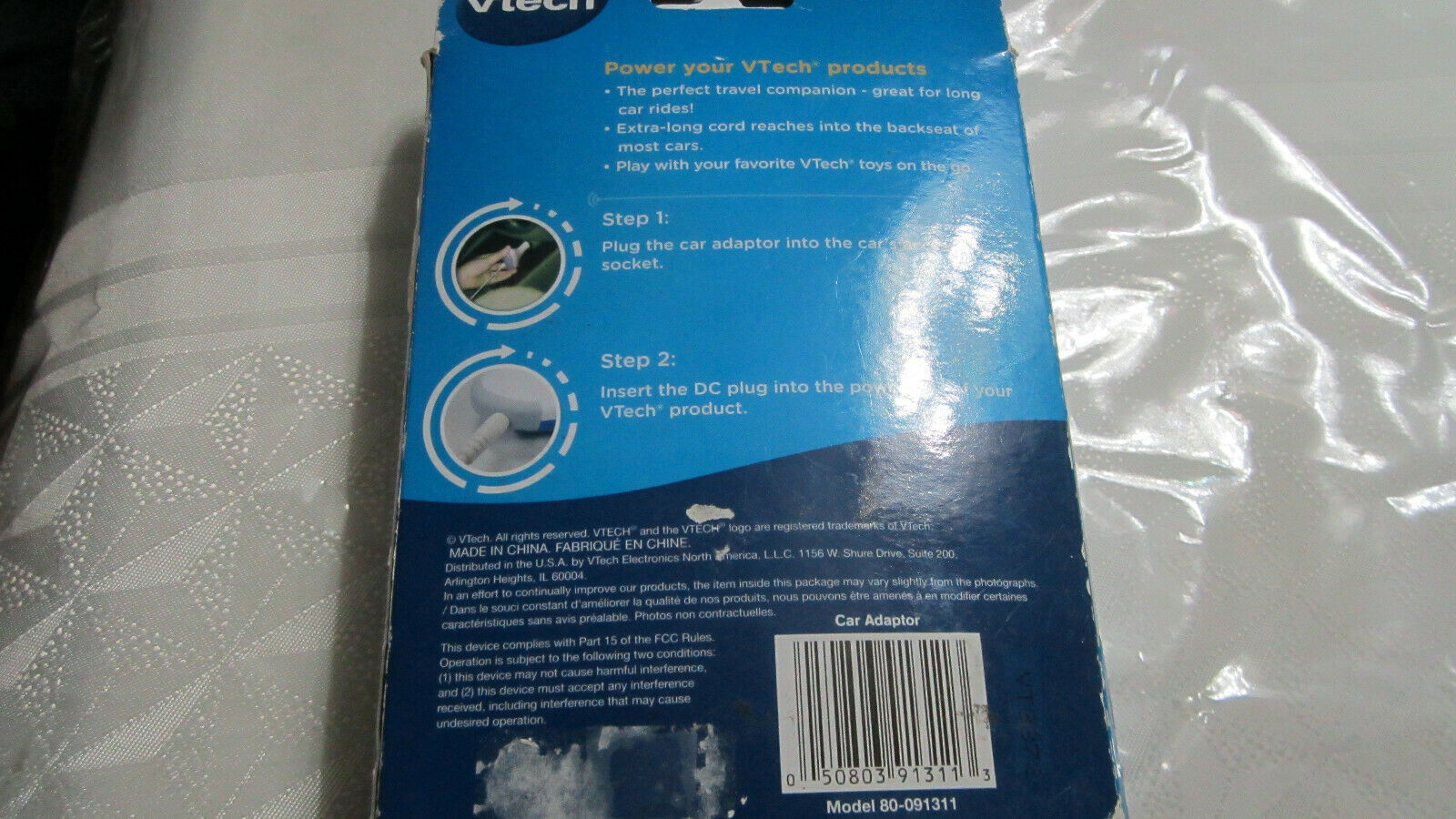 VTech Car Charging Adapter White Works With All VTech Products 80-091311 - Fresh Stock Dated February 2026