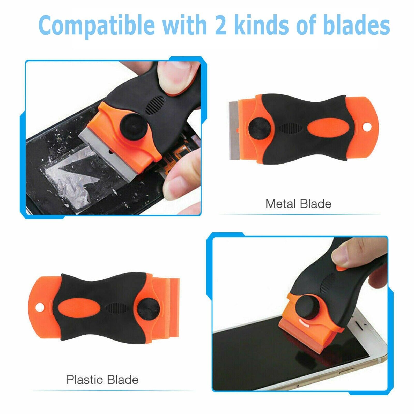 100 Pcs Plastic Razor Blades + 2 Razor Scraper Double Edged Sticker Removal Tool - Fresh Stock Dated February 2026
