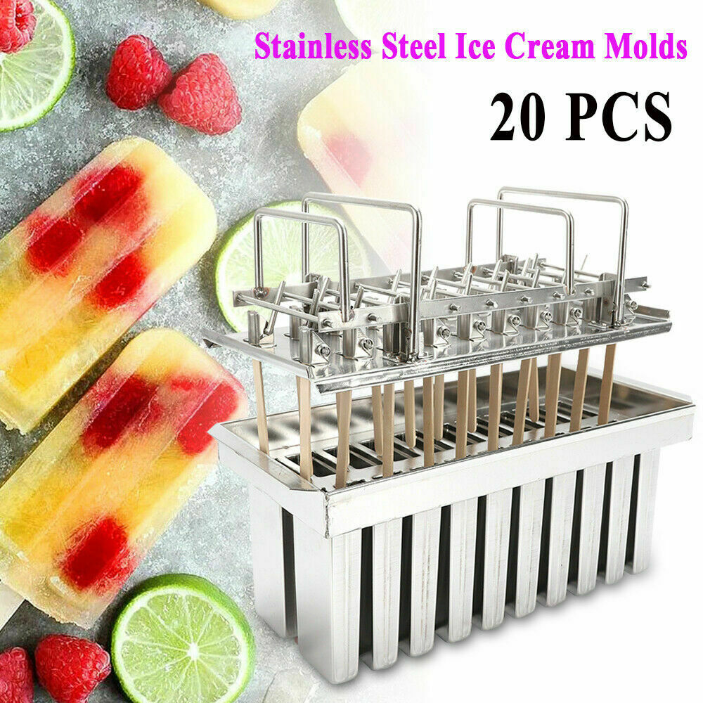 20pcs Ice Cream Stick Molds Mold Ice Pop Lolly Popsicle Holder Stainless Steel - Fresh Stock Dated February 2026