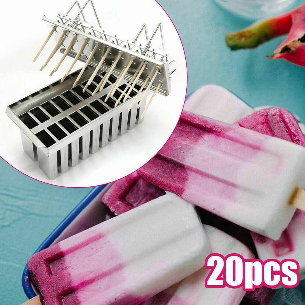 20pcs Ice Cream Stick Molds Mold Ice Pop Lolly Popsicle Holder Stainless Steel - Fresh Stock Dated February 2026