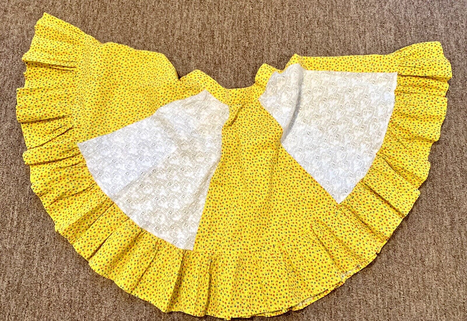 VTG 80's CUSTOM Floral eyelet Flounce SKIRT Western Twirl Prairie Cottage M 28W - Fresh Stock Dated March 2026