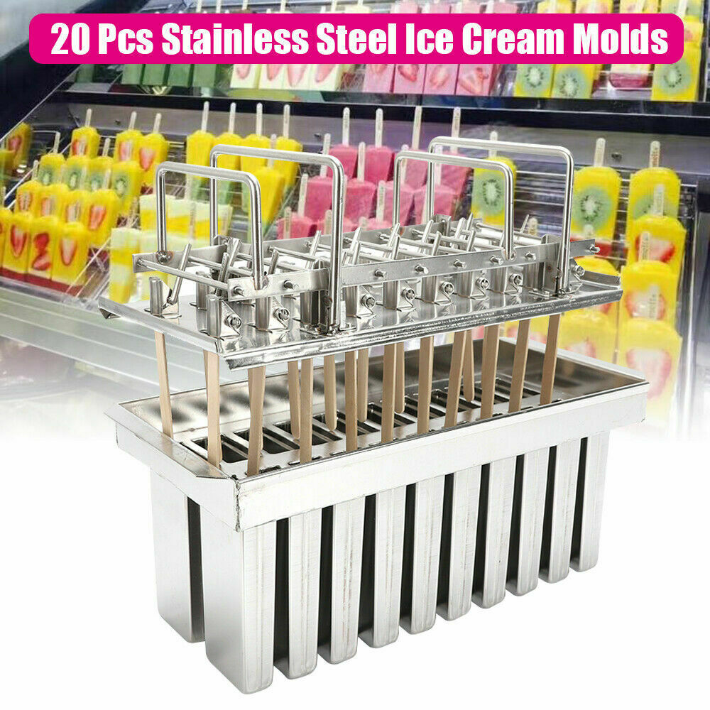 20pcs Ice Cream Stick Molds Mold Ice Pop Lolly Popsicle Holder Stainless Steel - Fresh Stock Dated February 2026