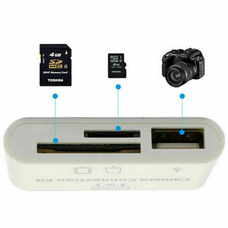 USB/Micro SD/Camera Card Reader 3 in 1 Adapter line for Apple iphone iOS 11 - Fresh Stock Dated February 2026