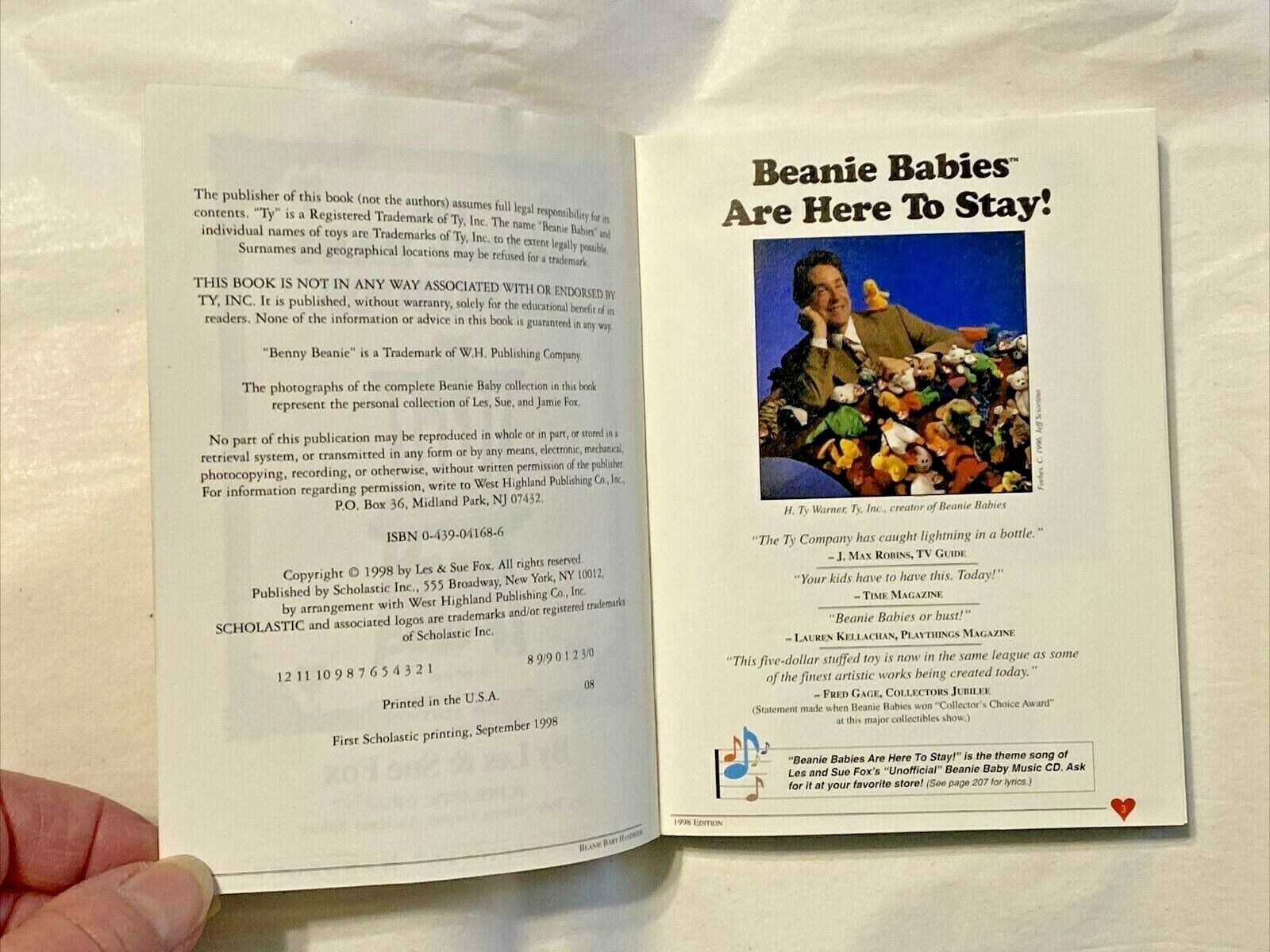 The Beanie Baby Handbook 1998 Scholastic Pocket Edition by Les&Sue Fox 1st Print - Fresh Stock Dated December 2025