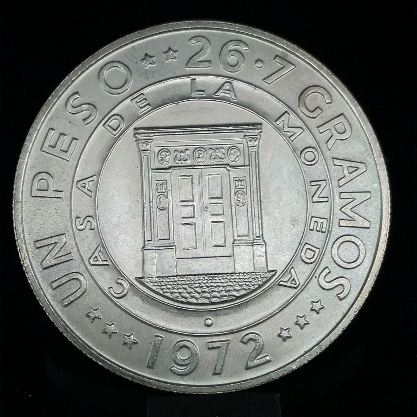 1972 DOMINICAN REPUBLIC SILVER 1 PESO CENTRAL BANK 25Th ANNIVERSARY Km#34 - Fresh Stock Dated December 2025