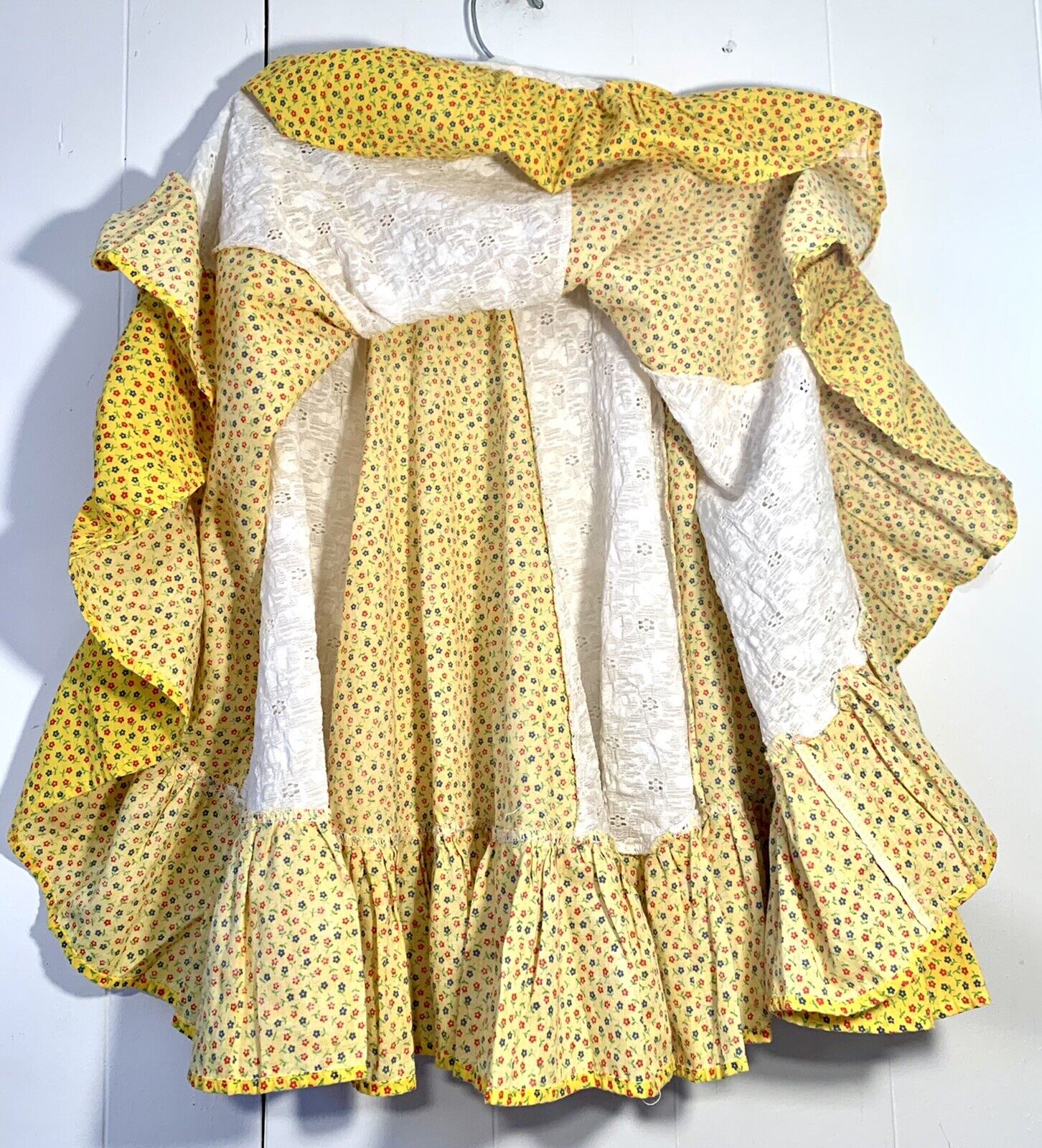 VTG 80's CUSTOM Floral eyelet Flounce SKIRT Western Twirl Prairie Cottage M 28W - Fresh Stock Dated March 2026