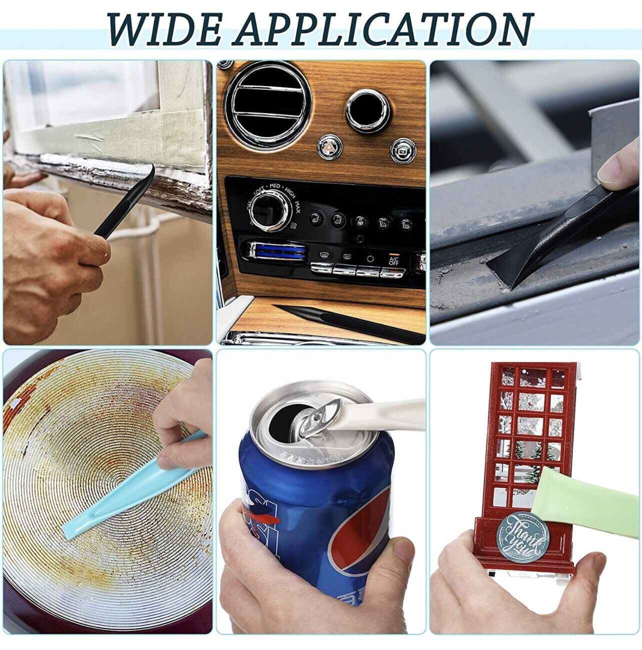 Plastic Scraper Tool Carbon Fiber Multi-Purpose Scraper Non-Scratch Cleaning 6PC - Fresh Stock Dated February 2026