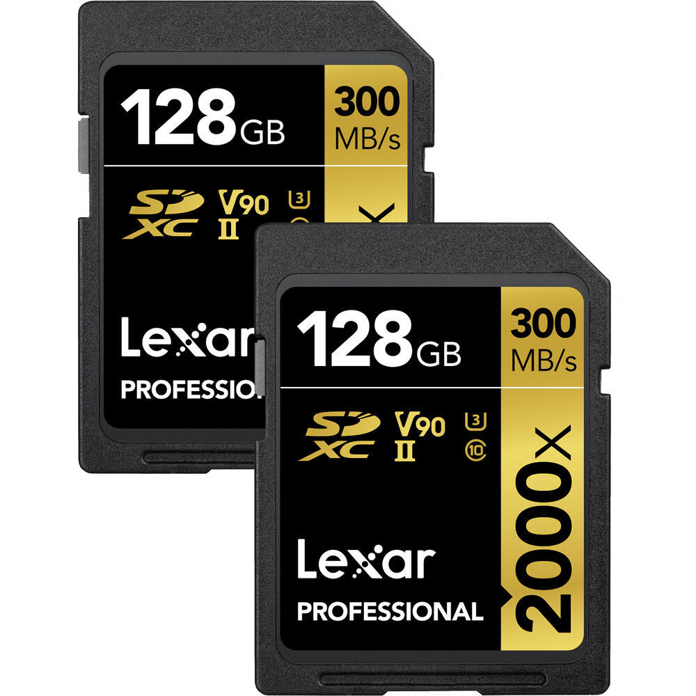 Lexar 128GB Professional 2000x UHS-II SDXC Memory Card (2-Pack) - Fresh Stock Dated February 2026