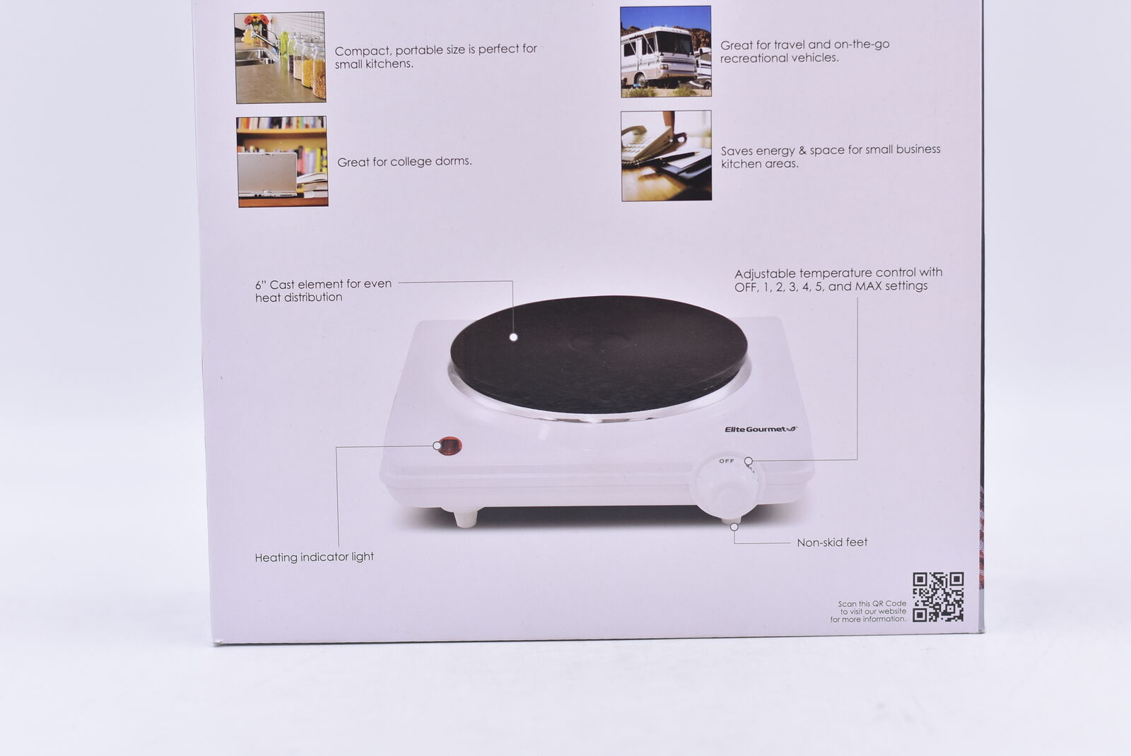 Elite Gourmet Cuisine Countertop Single Flat Burner with Temperature Control - Fresh Stock Dated February 2026