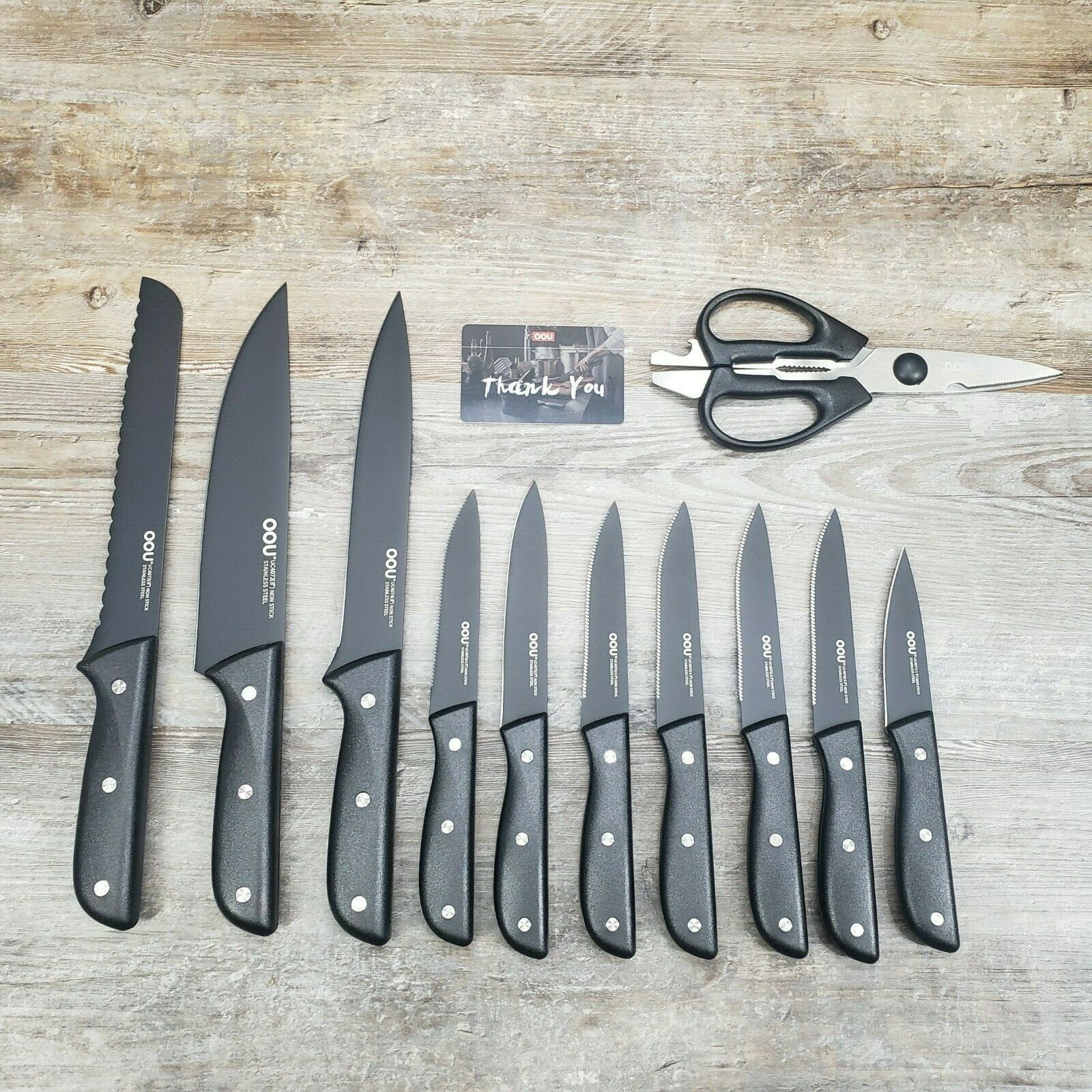 NEW Kitchen Knife Set, 15 Pcs, High Carbon Steel Blades - Fresh Stock Dated December 2025