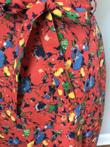 Vintage Copley Square Ltd. Cotton Wrap Skirt Women's 9 Small Red Novelty Print! - Fresh Stock Dated February 2026