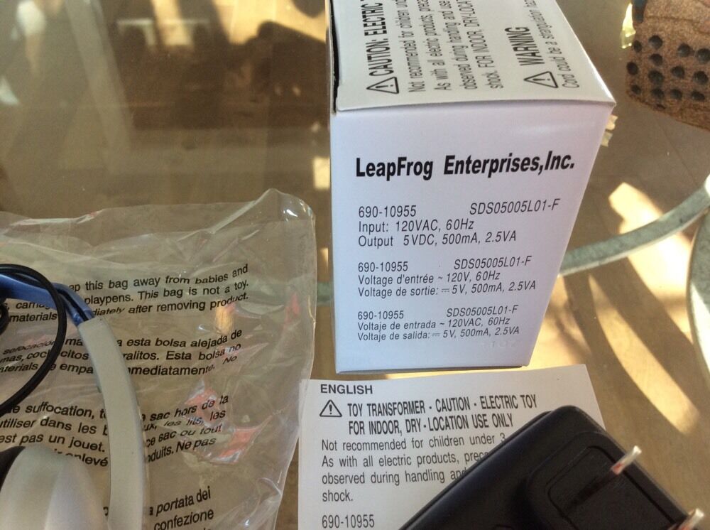 Genuine LEAPFROG LeapPad A/C Power Adapter Output 5VDC 500mA, 2.5V NIB Free Ship - Fresh Stock Dated February 2026