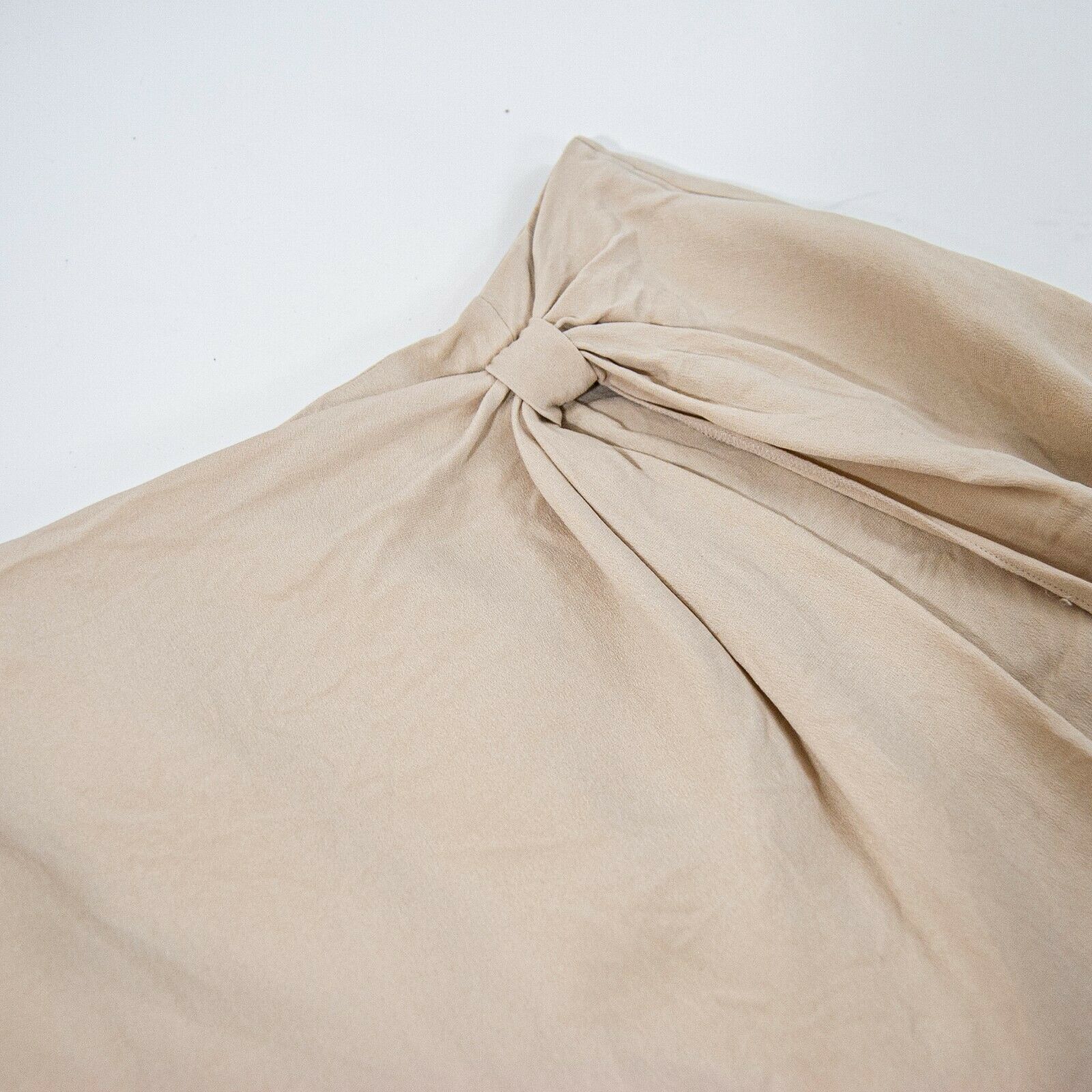 80s/90s Beige Silk Skirt 12 M Medium 29 / Silk Wrap Skirt / Knotted Wrap Skirt / - Fresh Stock Dated February 2026