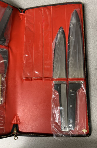 Vintage Vernon Vernco Black Angus Knife Set Hand Honed EXCELLENT 5 pc. + Case - Fresh Stock Dated December 2025