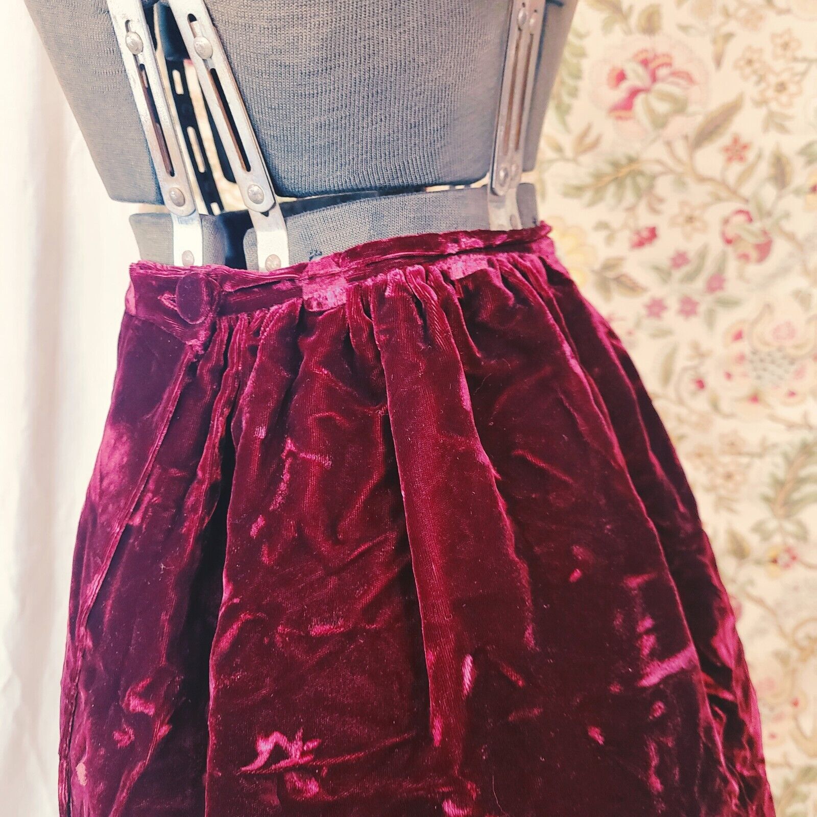 Vintage Red Crushed Velvet Skirt Burgundy Maxi Wrap Skirt Gothic Halloween - Fresh Stock Dated March 2026