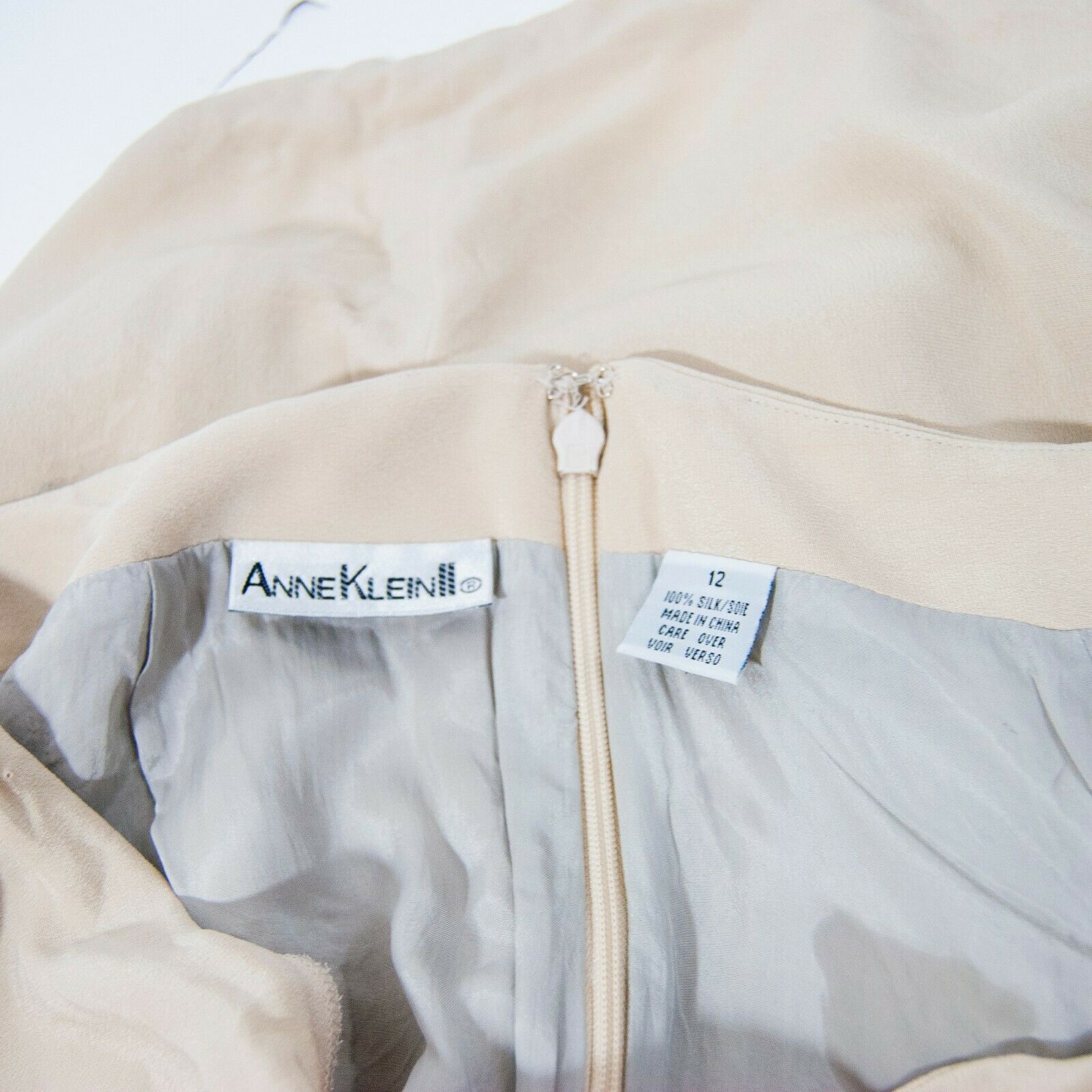 80s/90s Beige Silk Skirt 12 M Medium 29 / Silk Wrap Skirt / Knotted Wrap Skirt / - Fresh Stock Dated February 2026