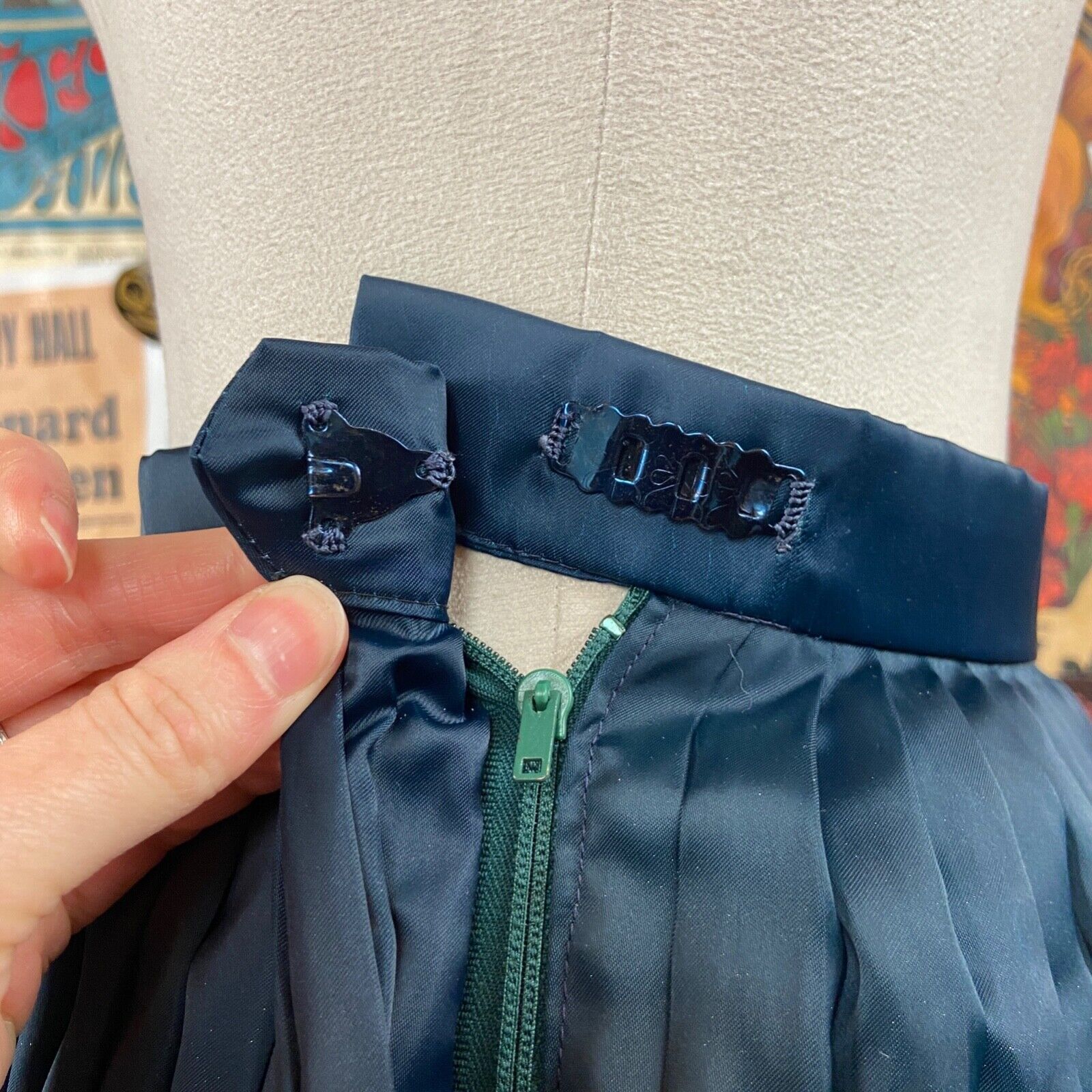 Vintage 60s Blue Accordion Pleat Novelty Print Skirt, 60s Pleated Skirt - Fresh Stock Dated February 2026