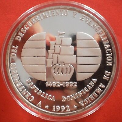 DOMINICAN REPUBLIC 5 oz SILVER PROOF 1992 Dominicana Dominikanische Dominicaine - Fresh Stock Dated December 2025