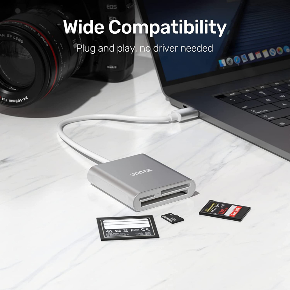 USB SD Card Reader, Unitek 3.0 Memory Reader Writer Compact Sliver - Fresh Stock Dated February 2026