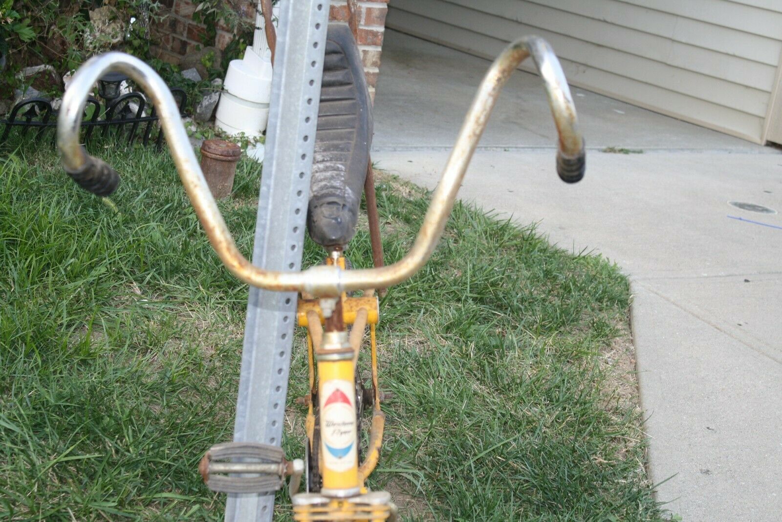 Rare Vintage Western Flyer 1950's Bike w curled handle bars 1 original tire nice - Fresh Stock Dated February 2026