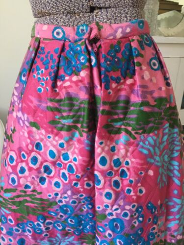 Vintage ALEX COLEMAN Peony PINK QUILTED Maxi Skirt ABSTRACT FLORAL S USA Blue - Fresh Stock Dated February 2026