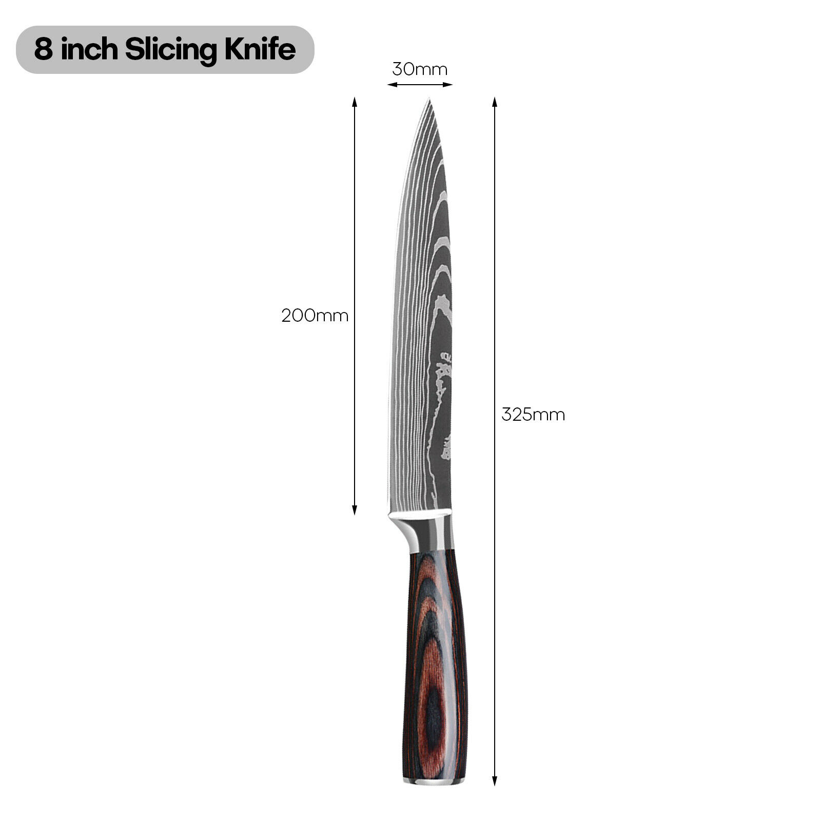 Kitchen Chef Knife Stainless Steel 8/7 Inch Sharp Paring Meat Vegetables Fruit - Fresh Stock Dated December 2025