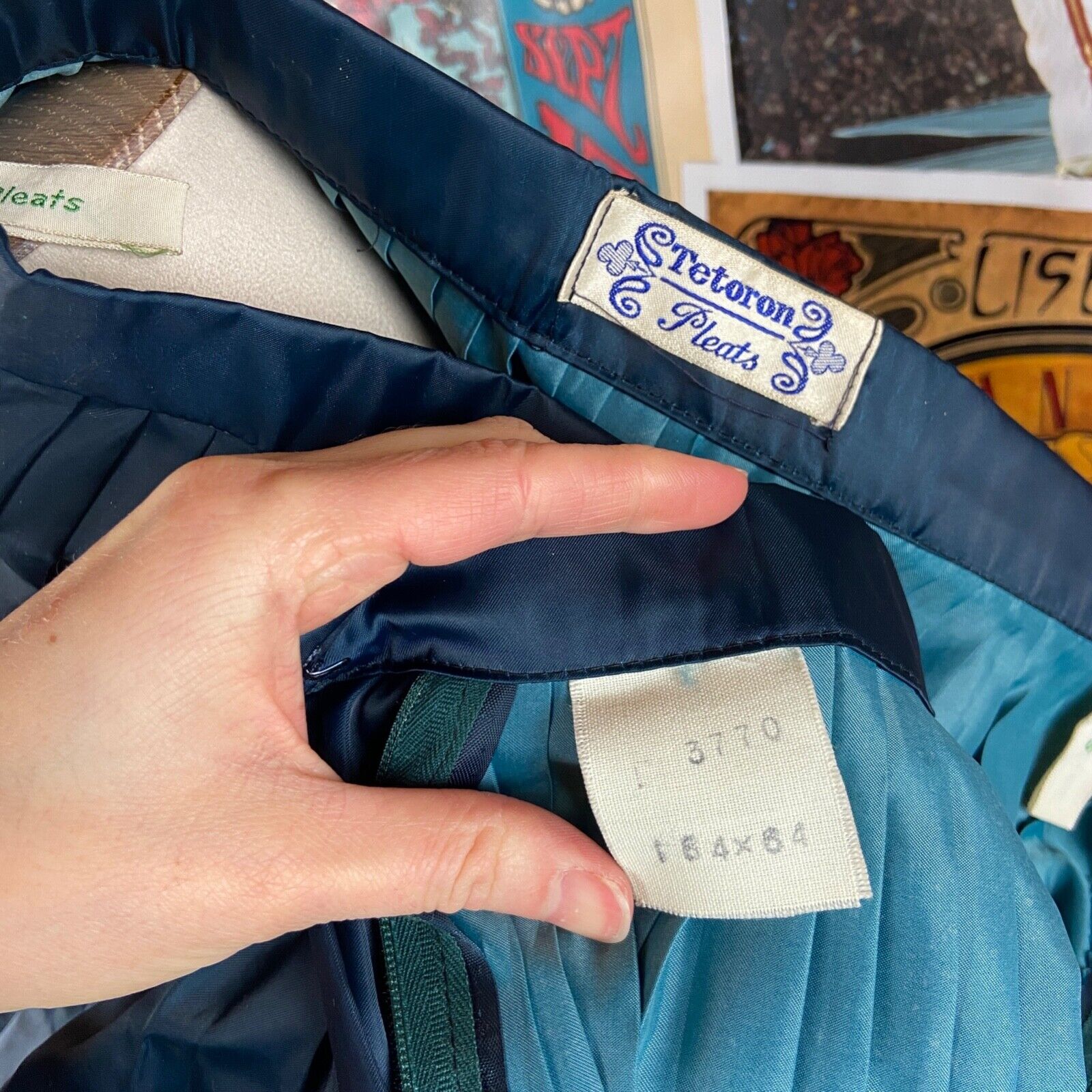 Vintage 60s Blue Accordion Pleat Novelty Print Skirt, 60s Pleated Skirt - Fresh Stock Dated February 2026