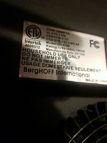 Berghoff Induction Cooktop 1500W 2216760 - Fresh Stock Dated December 2025