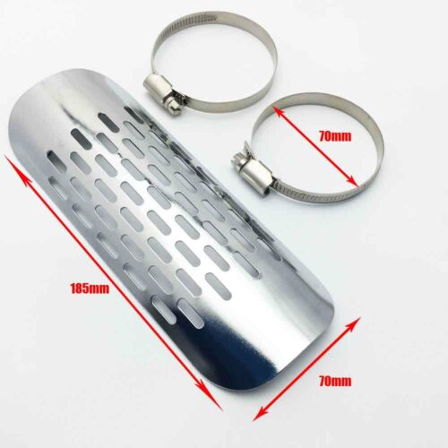 Motorcycle Chrome Exhaust Muffler Pipe Heat Shield Cover Heel Guard Universal #K - Fresh Stock Dated February 2026