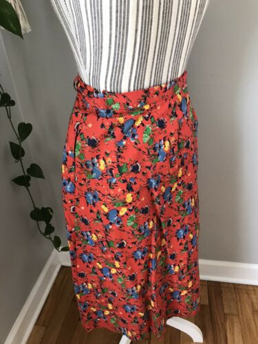 Vintage Copley Square Ltd. Cotton Wrap Skirt Women's 9 Small Red Novelty Print! - Fresh Stock Dated February 2026