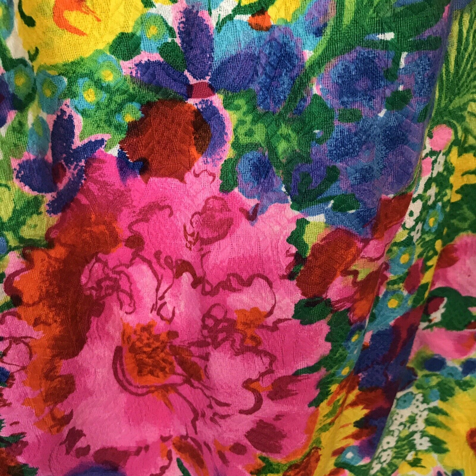 Vintage Floral Wrap Skirt Maxi Velvet Tie Belt Bright Boho Hippie Pink Green - Fresh Stock Dated February 2026