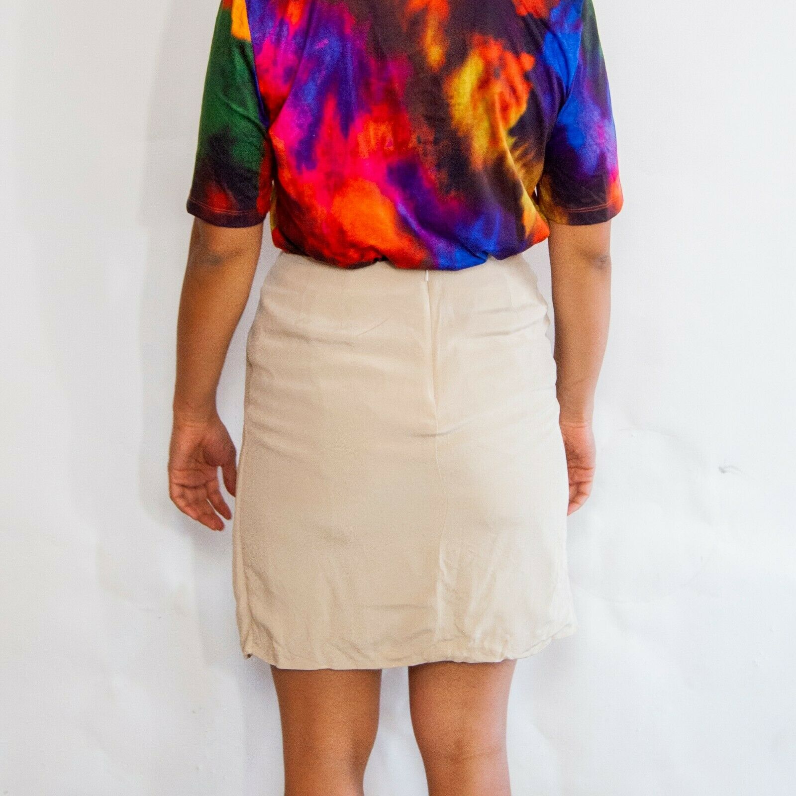 80s/90s Beige Silk Skirt 12 M Medium 29 / Silk Wrap Skirt / Knotted Wrap Skirt / - Fresh Stock Dated February 2026