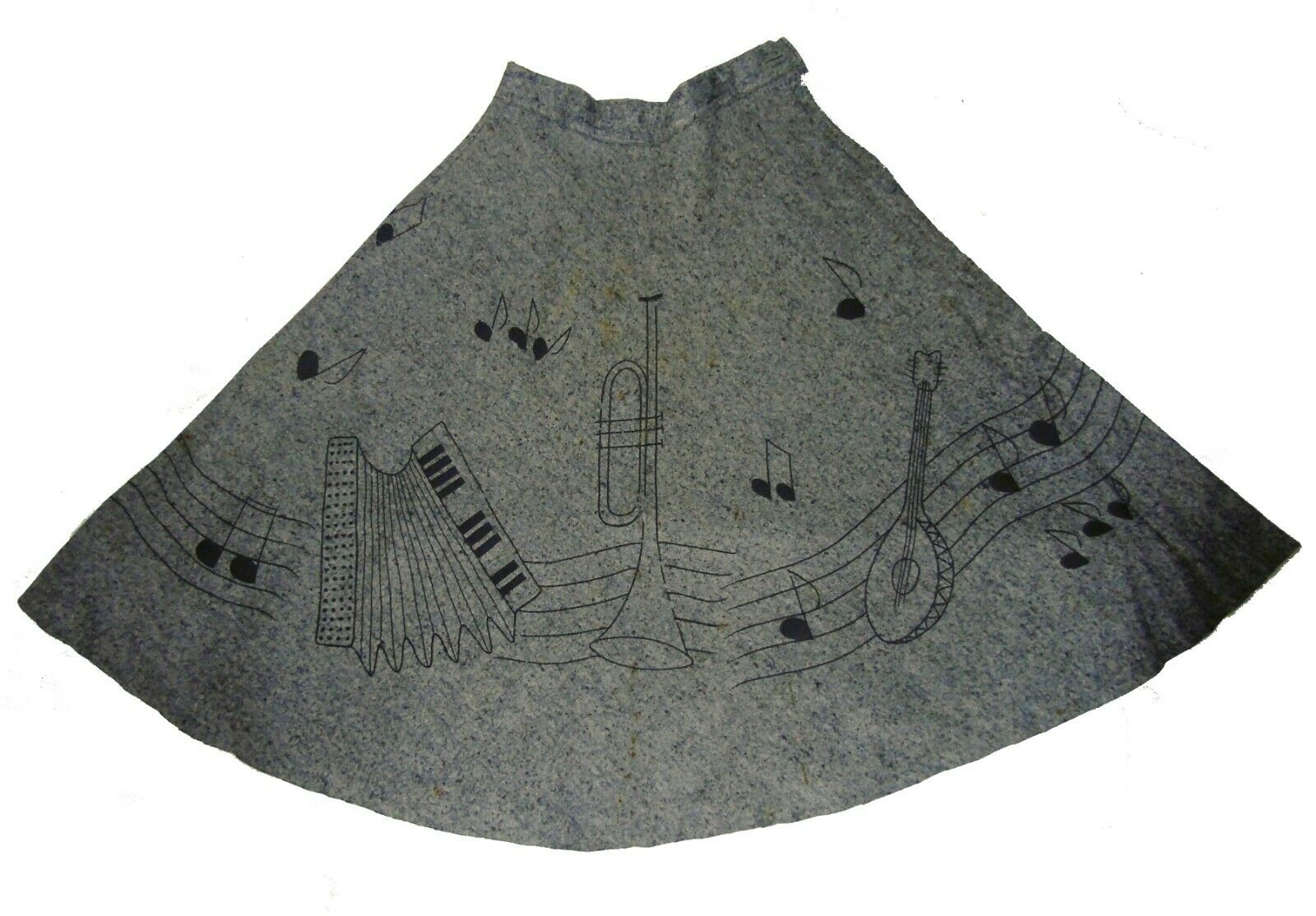 Vintage 1950's Wool Felt Band Musical Instruments Rockabilly Poodle Circle Skirt - Fresh Stock Dated February 2026