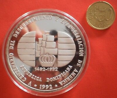 DOMINICAN REPUBLIC 5 oz SILVER PROOF 1992 Dominicana Dominikanische Dominicaine - Fresh Stock Dated December 2025