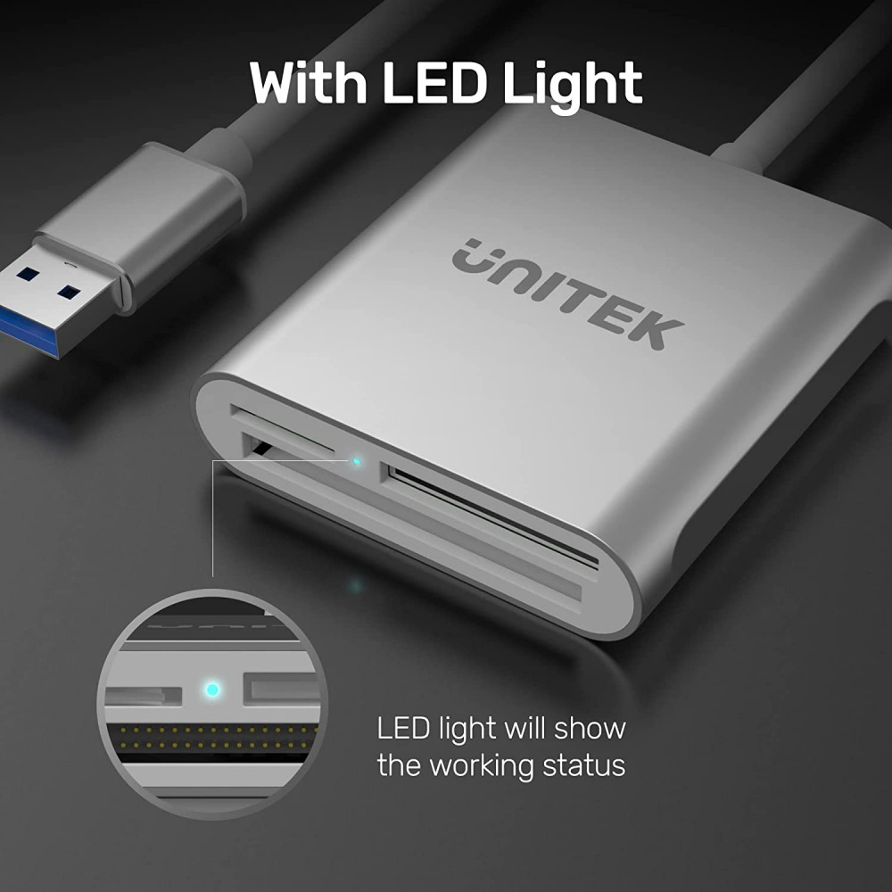 USB SD Card Reader, Unitek 3.0 Memory Reader Writer Compact Sliver - Fresh Stock Dated February 2026