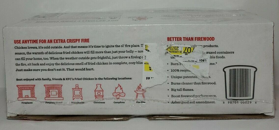 KFC Firelog w/ 11 Herbs & Spices Kentucky Fried Chicken Fast Shipping! - Fresh Stock Dated December 2025