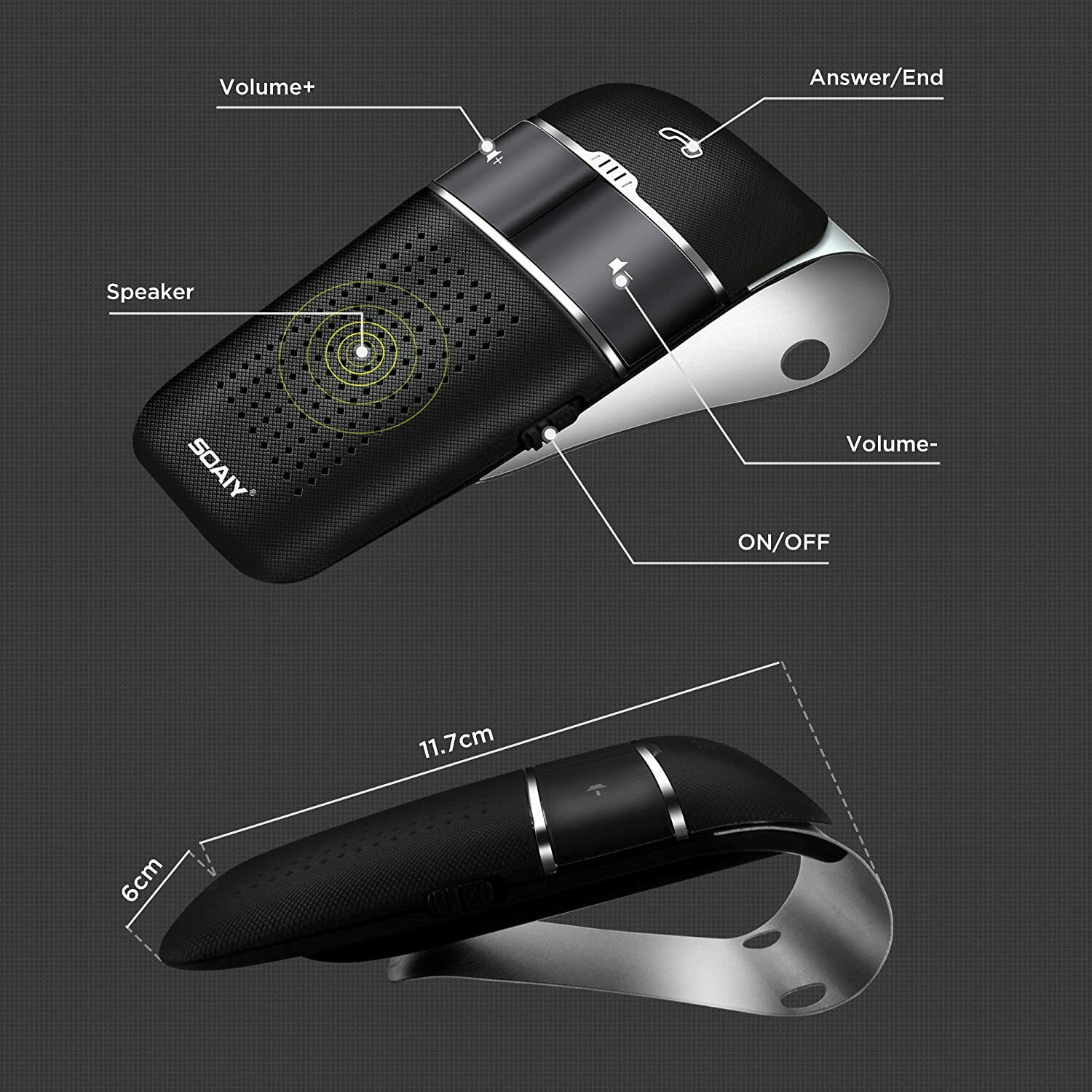 SOAIY S-32 Voice Commands Hands-free Wireless In-Car Bluetooth Speakerphone - Fresh Stock Dated December 2025