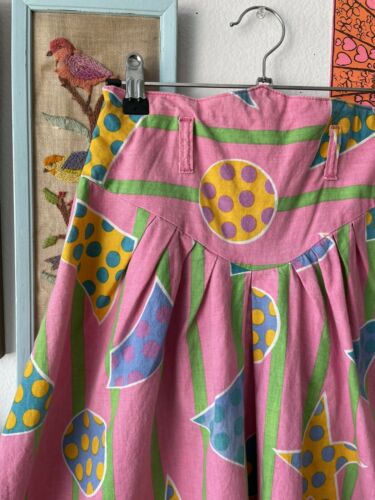vintage Colorful retro skirt , Pink MOD skirt, Elastic Waist, Juniors,Size Small - Fresh Stock Dated February 2026
