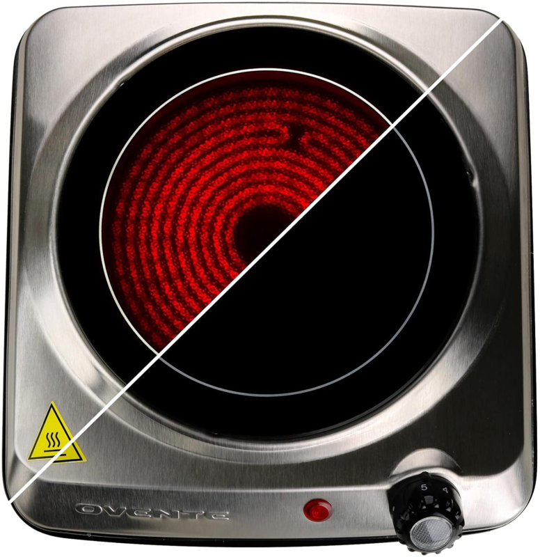 Ovente Electric Glass Infrared Burner 7 Inch Single Hot Plate 1000 Watt Portable - Fresh Stock Dated December 2025